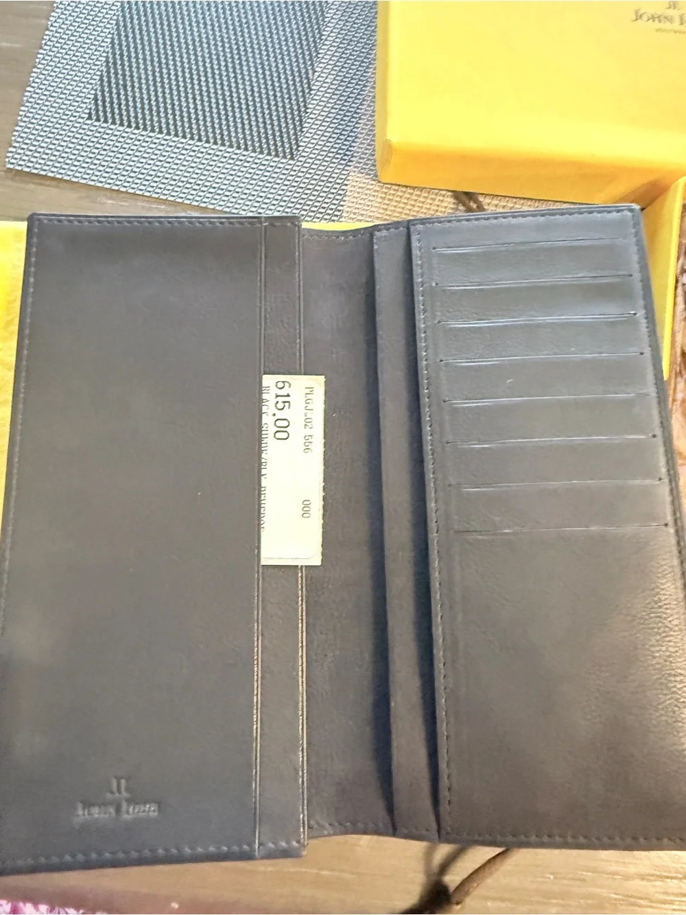John Lobb black Suede Long Wallet